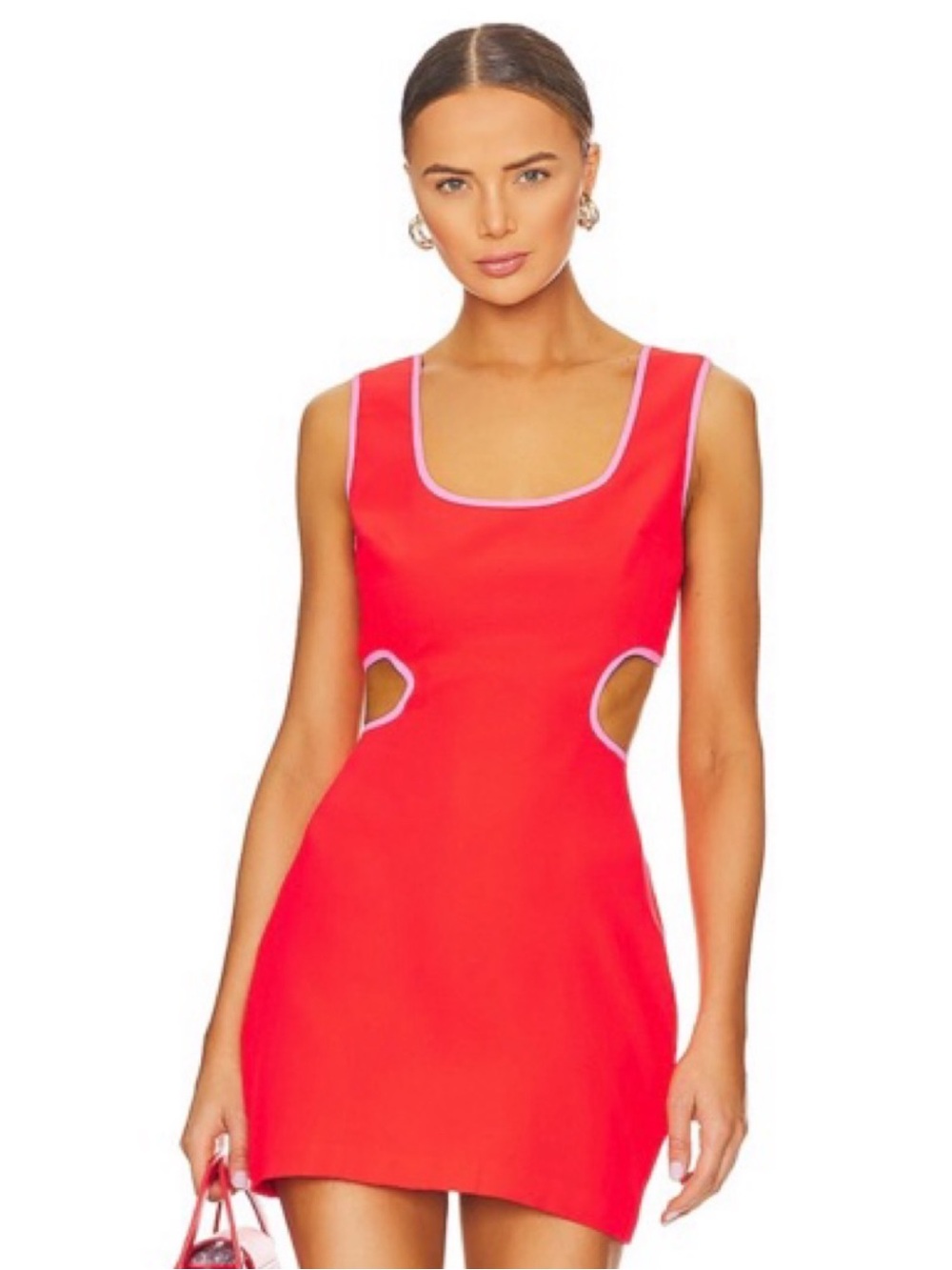 X Revolve Beeba Dress - Amanda Uprichard Red Mini Dress with Pink Trim